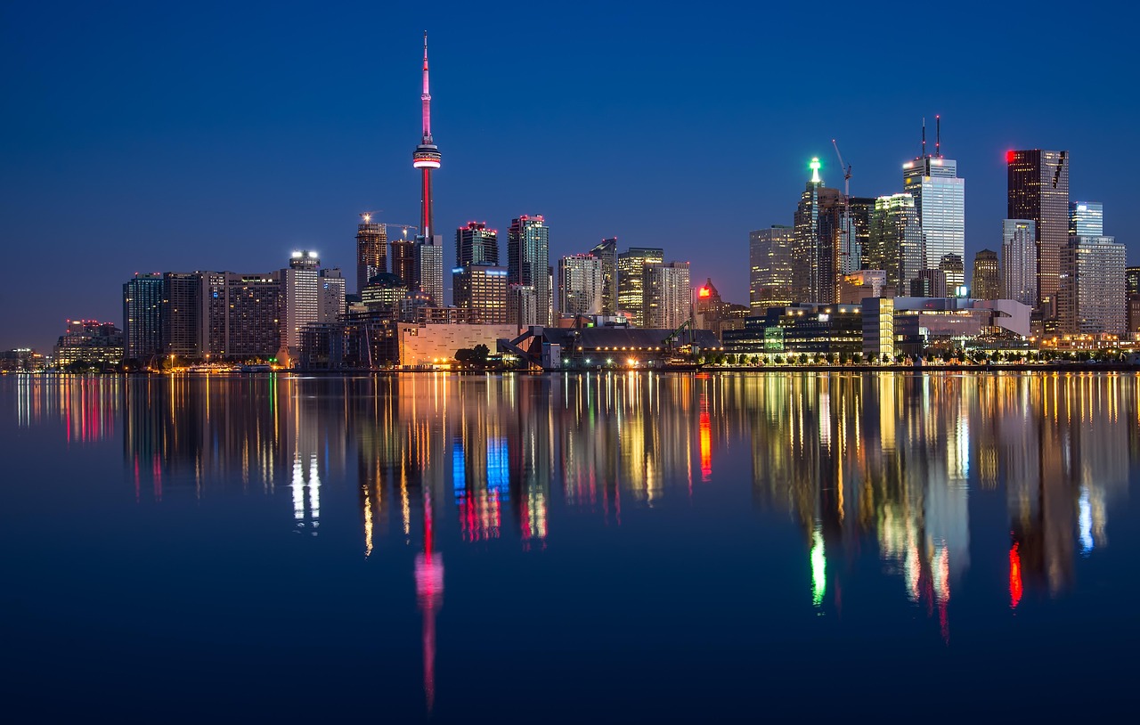 City skyline at night representing secure infrastructure