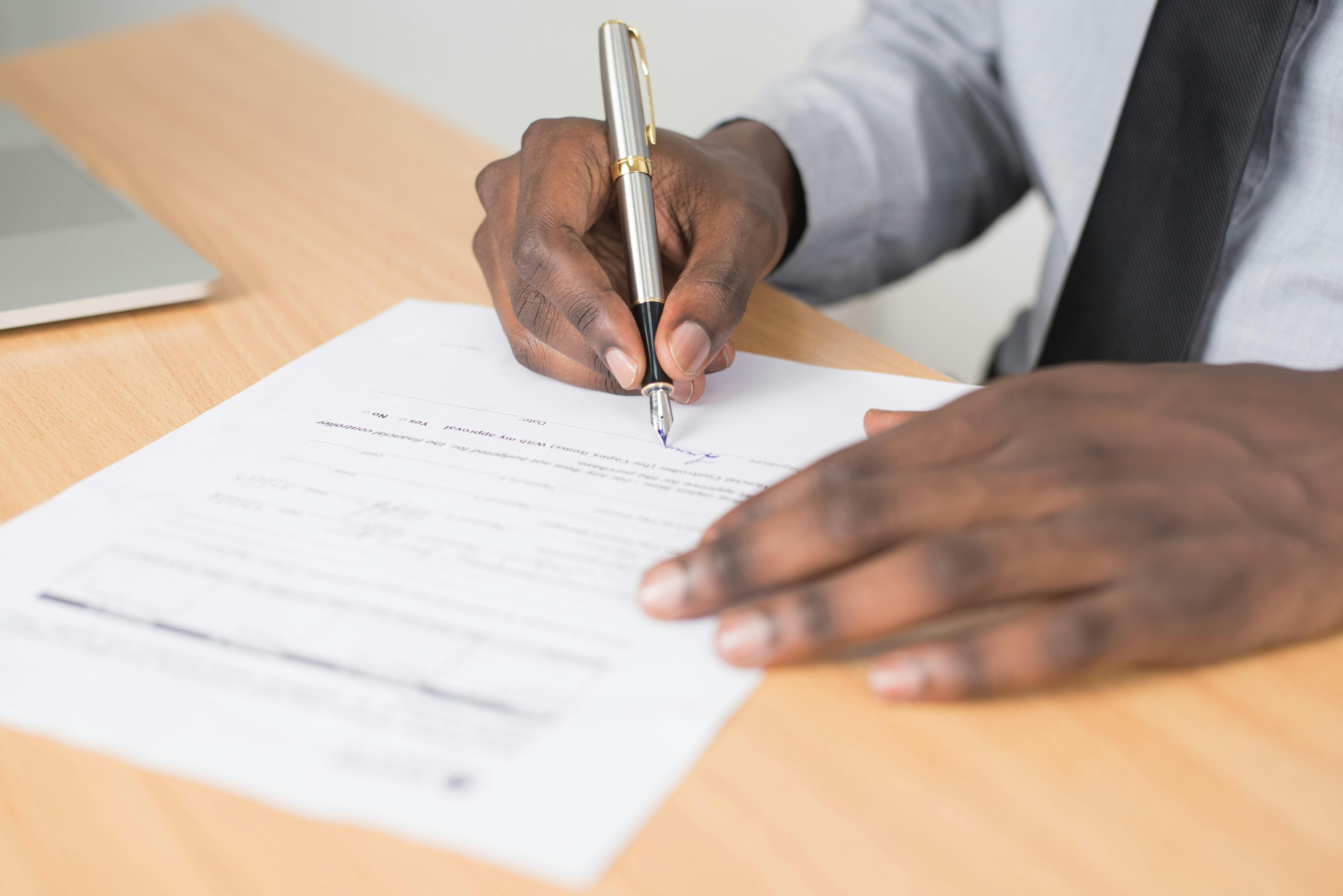 Professional reviewing business documents